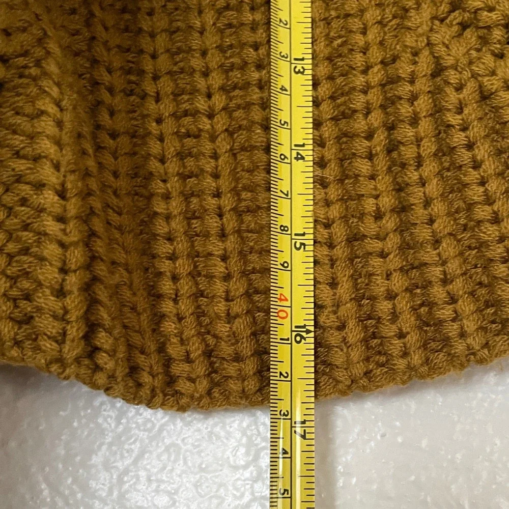 Topshop‎ Mustard Yellow Chunky Knit Cropped Sweater Pointelle Chevron Womens S